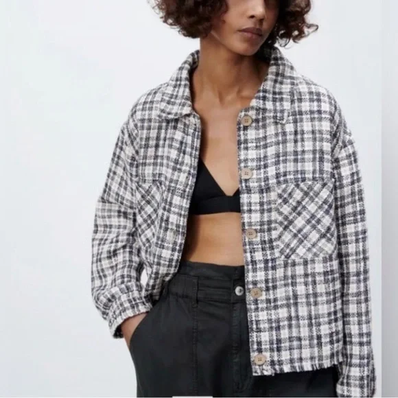 Plaid Textured Tweed Jacket - Picture 2 of 6